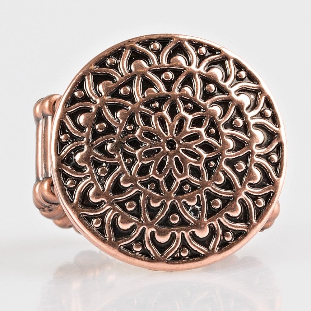 Copper Petal Mantra Stretch Ring- OS